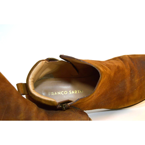 Franco Sarto size 7.5 brown suede cognac ankle boots - Picture 7 of 8